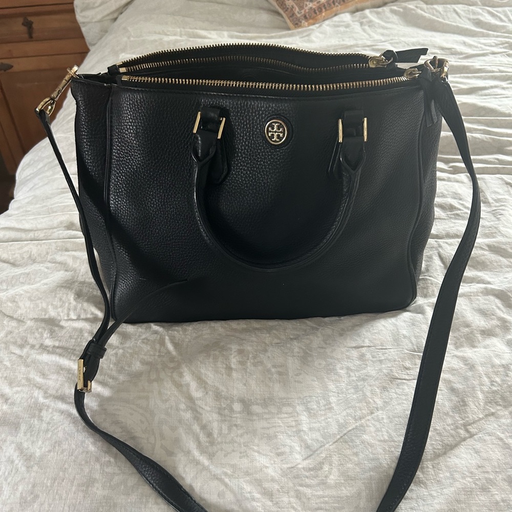 Tory Burch black leather tote